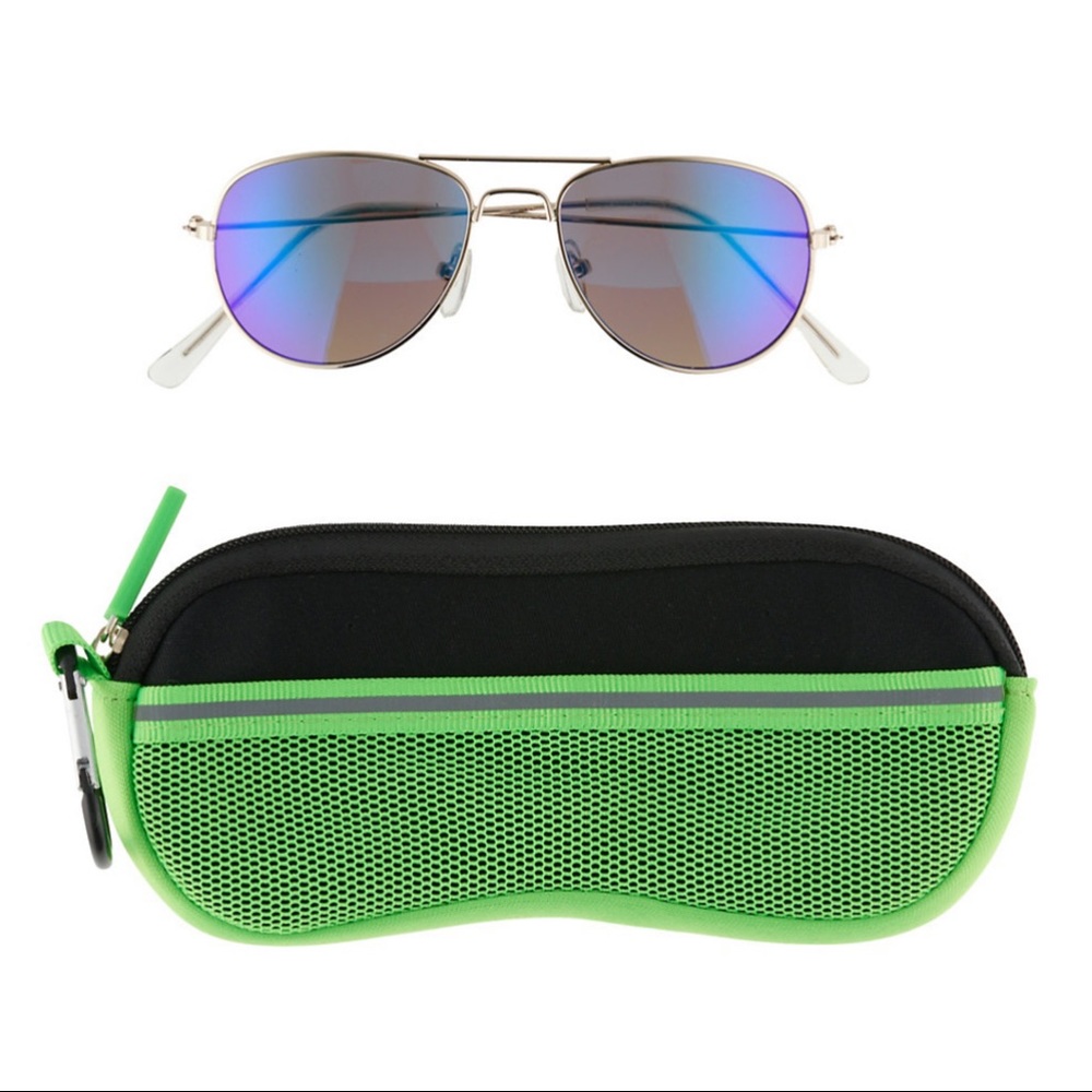Pan Oceanic eyeSQUARED Boys Reflective Aviator Sunglasses and Case Set